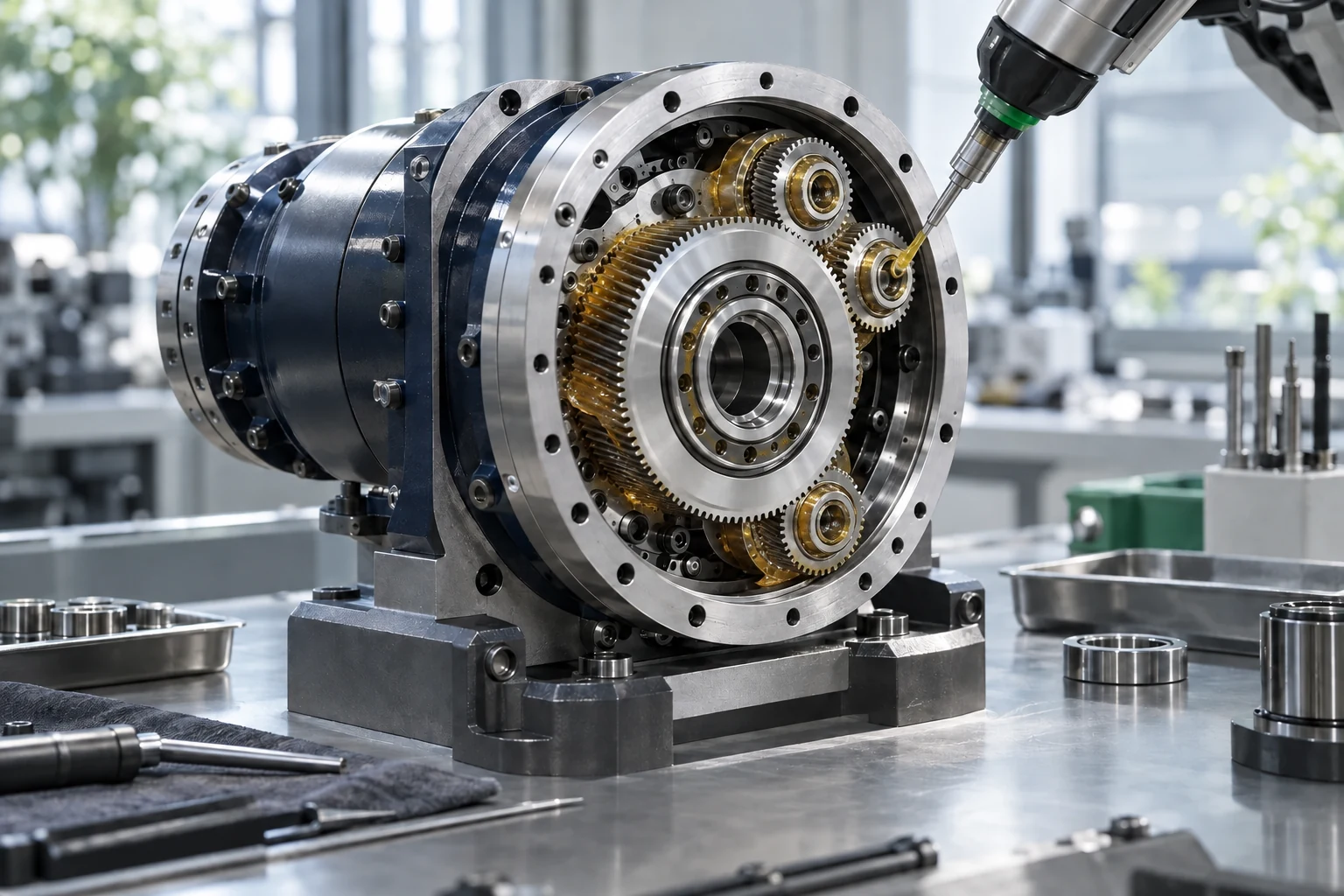 Greased industrial reducer